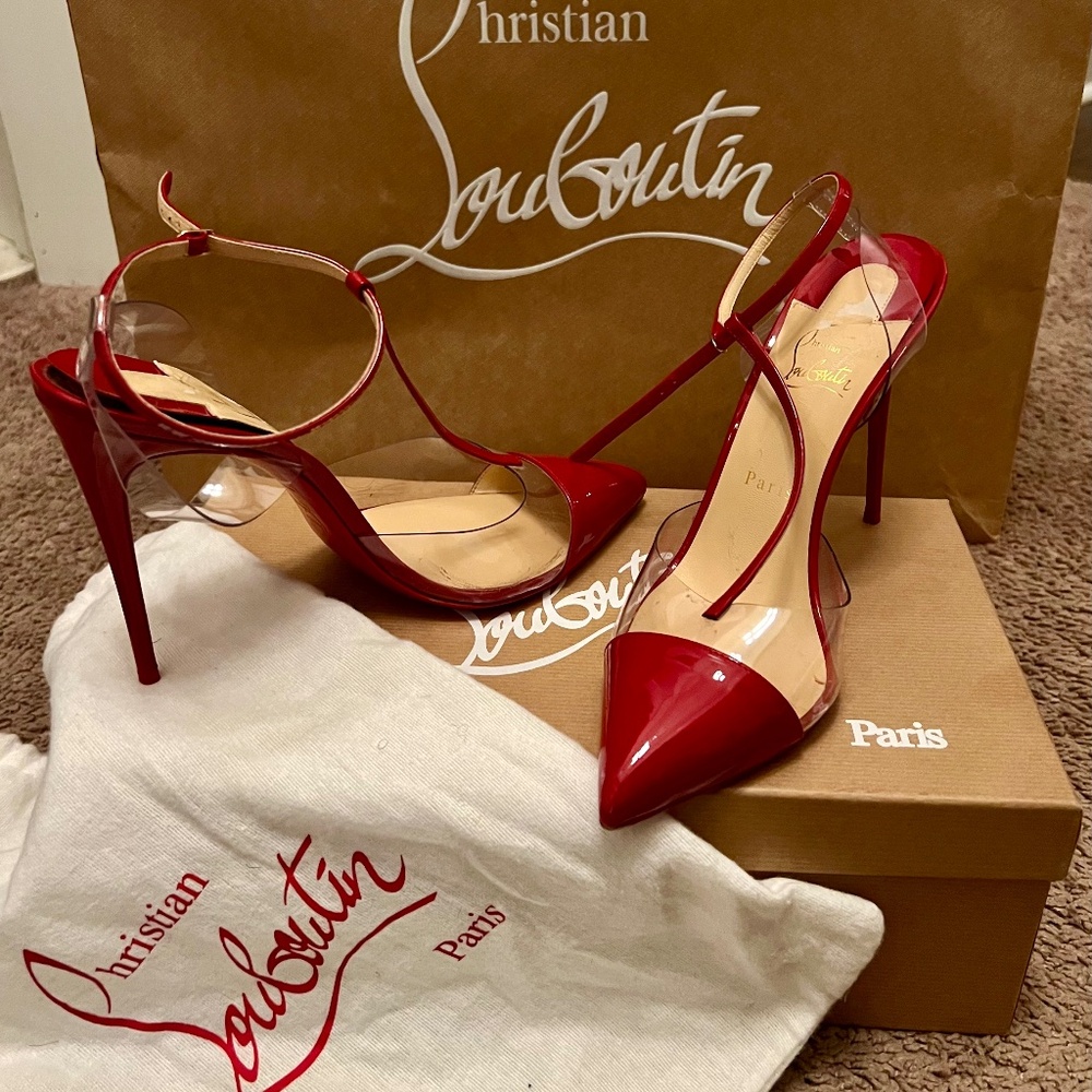 Christian Louboutin Nosy T-Strap Pump 100mm  red EU 41